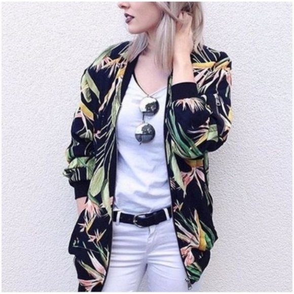 Zara Jackets & Blazers - Zara Basic Bird of Paradise Bomber Jacket  Size Medium